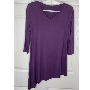 LOGO by Lori Goldstein Asymmetrical Top Purple Top